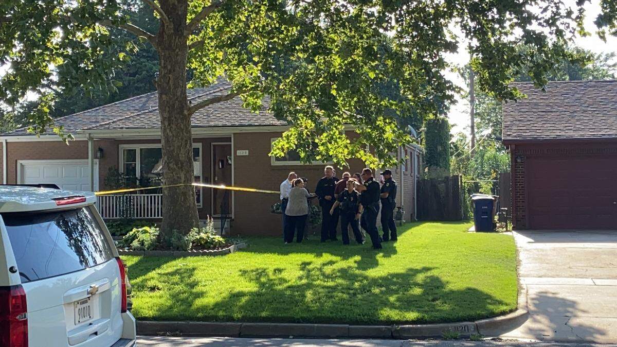 Wichita police at a home in Riverside where two people were found dead. (July 25, 2023)