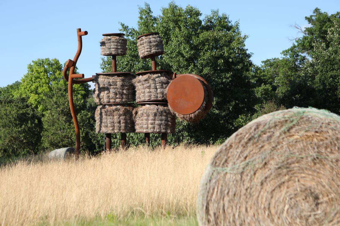 “Shockers” is near the Duerksen Fine Arts Center on the west side of the Wichita State campus. It is the second installation in the Martin H. Bush Outdoor Sculpture Collection by Tom Otterness, a Wichita native who has spent most of his career in New York and is considered one of the most prolific public sculptors.