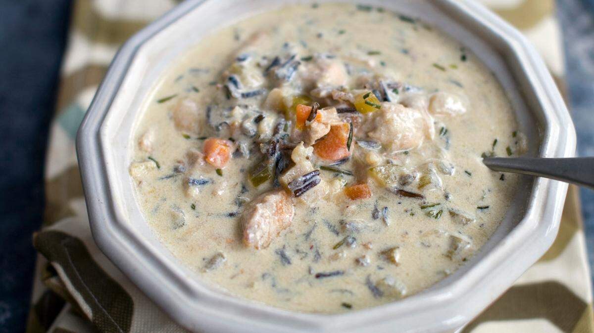 Creamy Chicken and Wild Rice Soup features a base of chicken stock and cream. How can it not be good?
