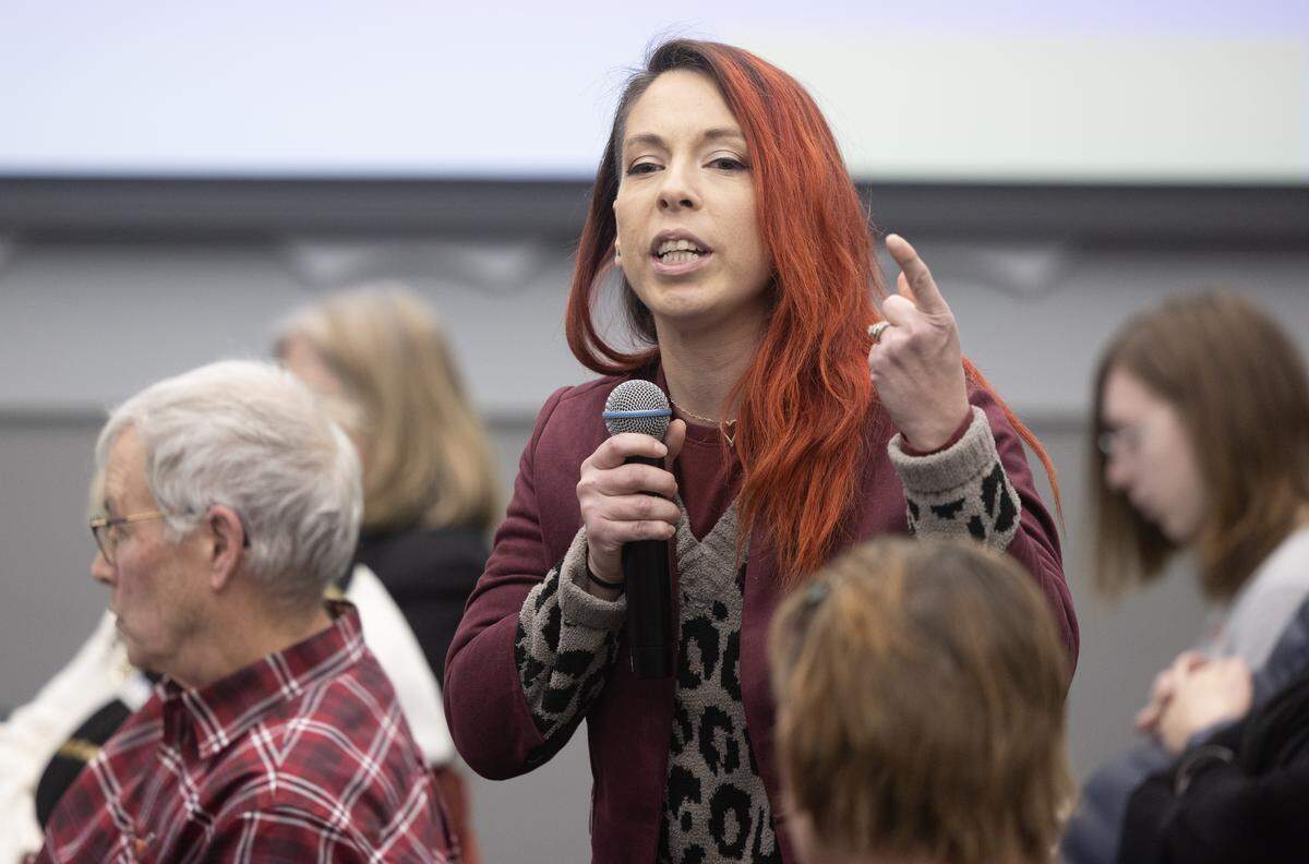 Donna Castillo-Garcia speaks in favor of a proposed sales tax..