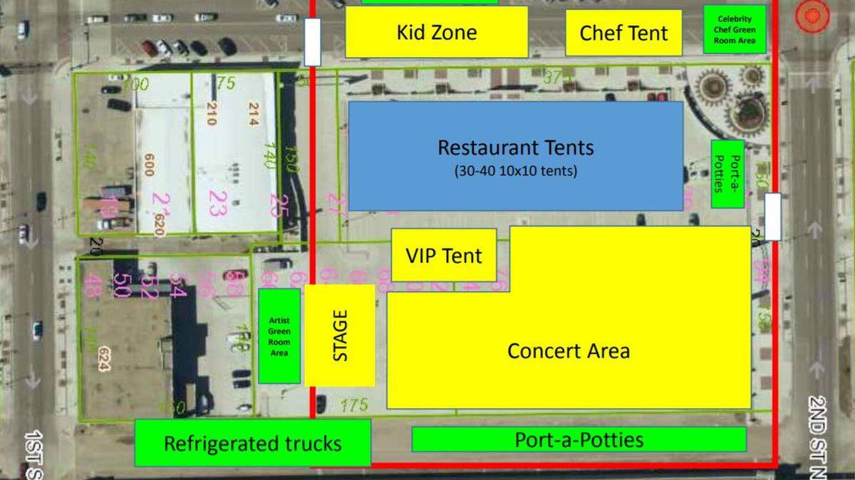 Layout map for Wichita Taste, a celebration of local food and music.