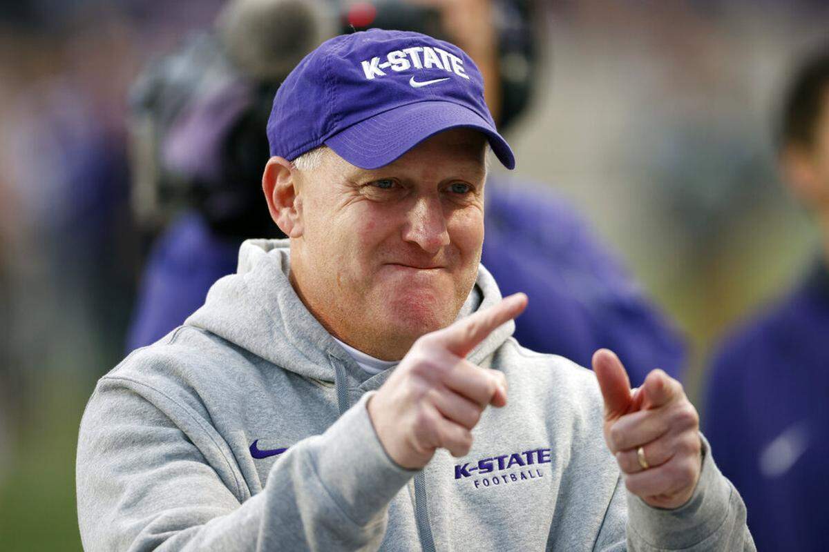 Kansas State head coach Chris Klieman reacts before an NCAA college football game against Baylor on Saturday, Nov. 20, 2021 in Manhattan, Kan. (AP Photo/Colin E. Braley)