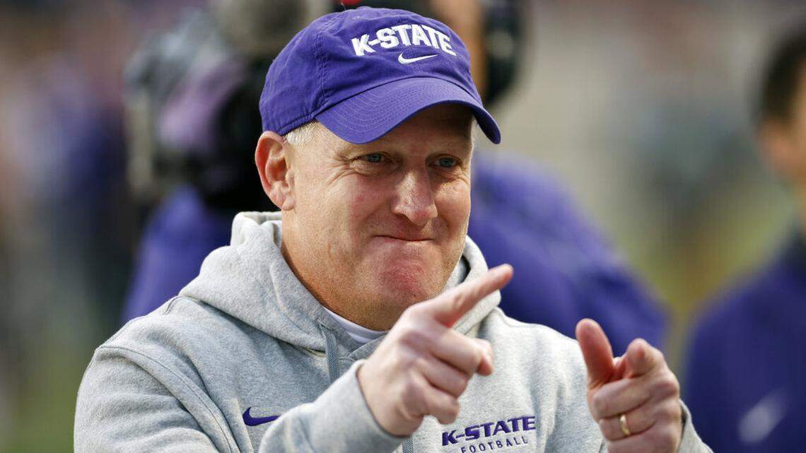 Kansas State head coach Chris Klieman reacts before an NCAA college football game against Baylor on Saturday, Nov. 20, 2021 in Manhattan, Kan. (AP Photo/Colin E. Braley)