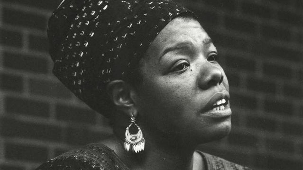 Maya Angelou speaks at Wichita State University in 1973.