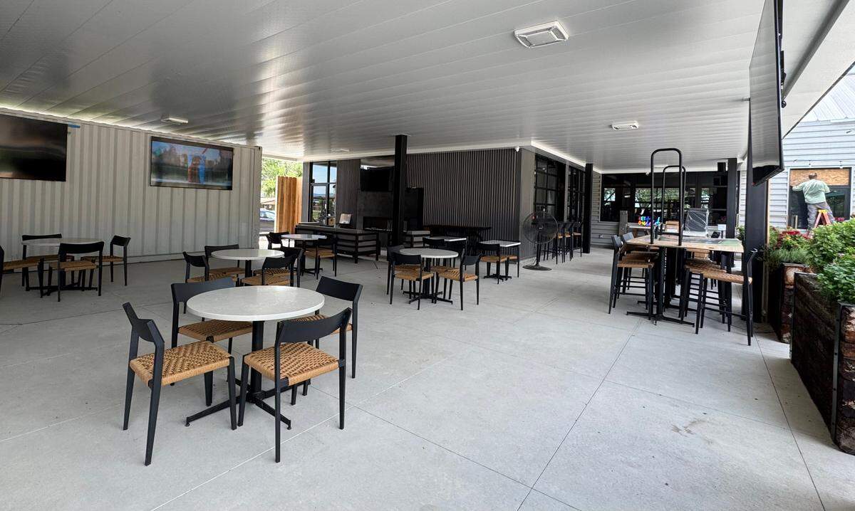 Point Nine has room for around 100 people on its two outdoor patios, including this large covered patio.