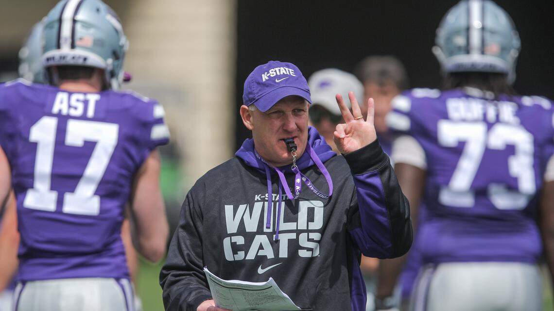 Kansas State head coach Chris Klieman led his team through their final spring practices inside Bill Snyder Family Stadium in Manhattan, Kan., on Saturday.