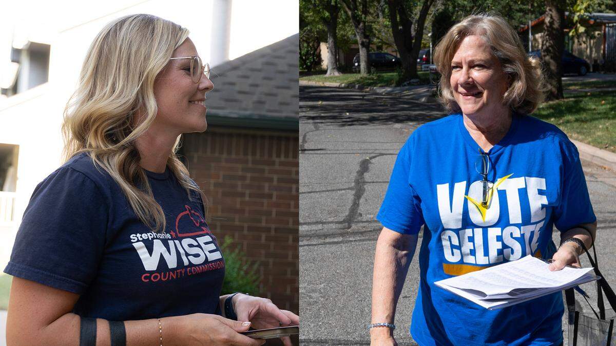 Stephanie Wise, left, and Celeste Racette campaign in west Wichita neighborhoods. They are running for District 3 Sedgwick County Commission.