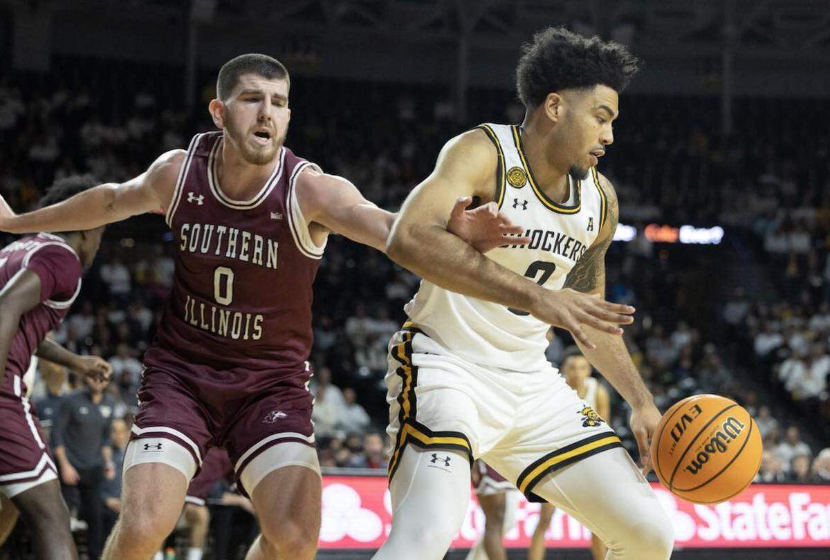 Wichita State junior Ronnie DeGray III makes a move against Southern Illinois defense in Saturday’s game at Koch Arena.