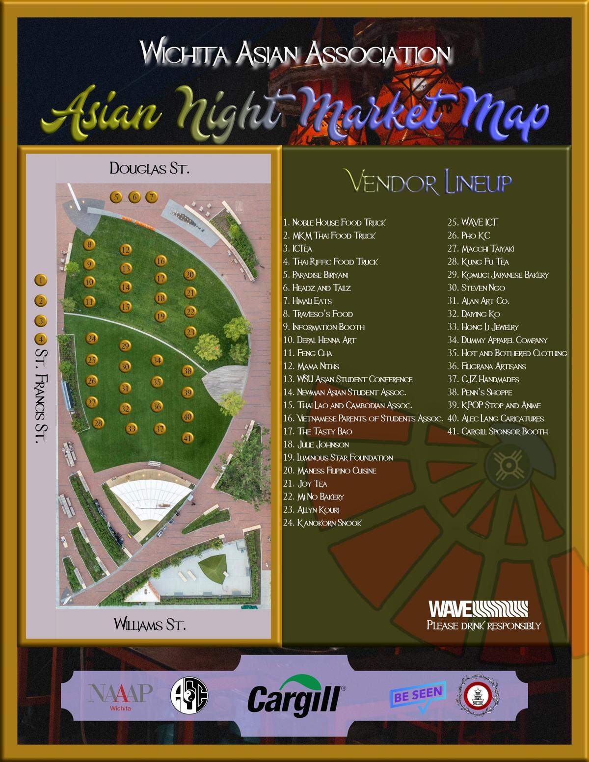 The lineup for Saturday’s Asian Night Market at Naftzger Park