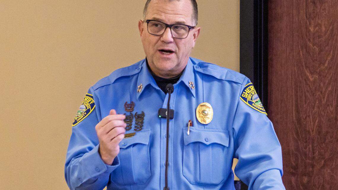 Sedgwick County Sheriff Jeff Easter addresses members of the media on Jan. 21 regarding the officer-involved shooting death of 27-year-old Deaundre Hill.