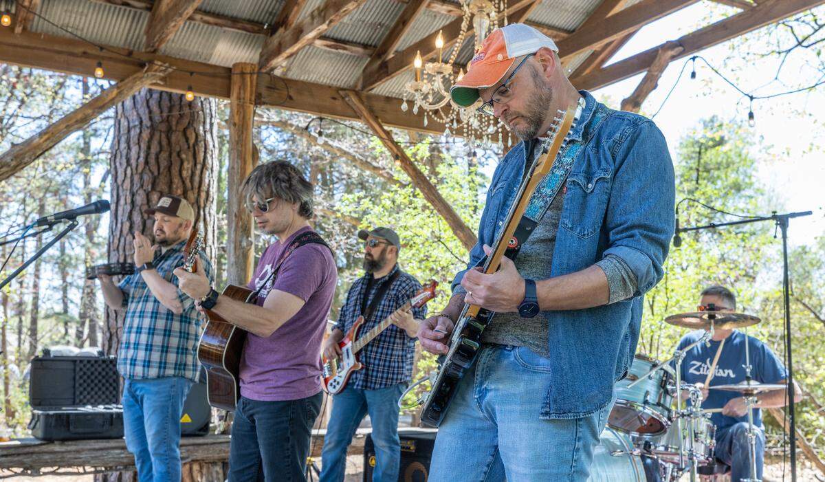 The band Sometimes On Sunday performs at Bartlett Arboretum during last April’s Art at the Arb event. The band members are, from left: Jon Albers, Toby Tyner, Chad Cushenbery, Matt Creasman and Travis Heying.