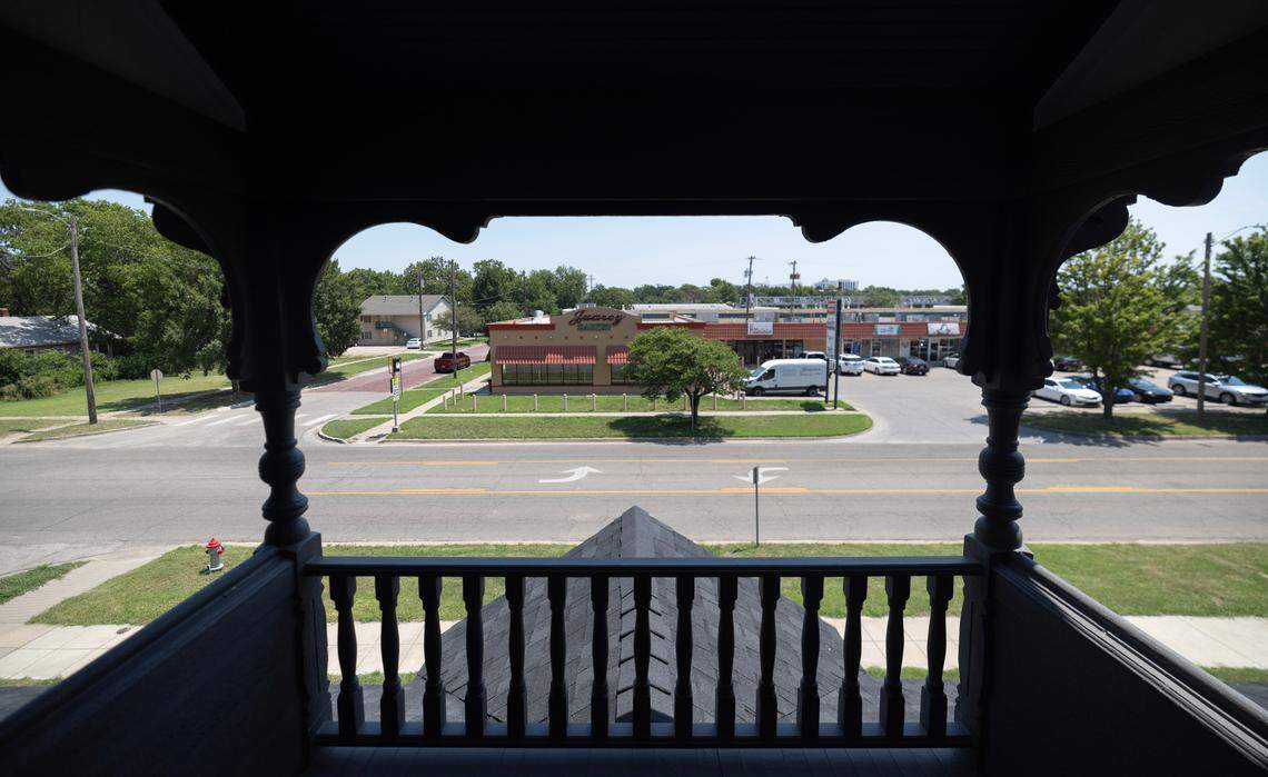 A view of Waco from one of the many balconies at the Sternberg Mansion.