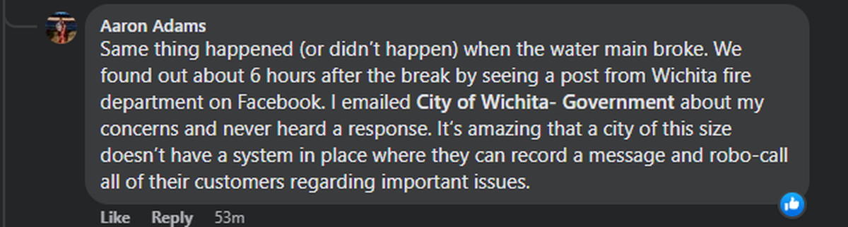 Boil water advisory robo call Facebook comment 3