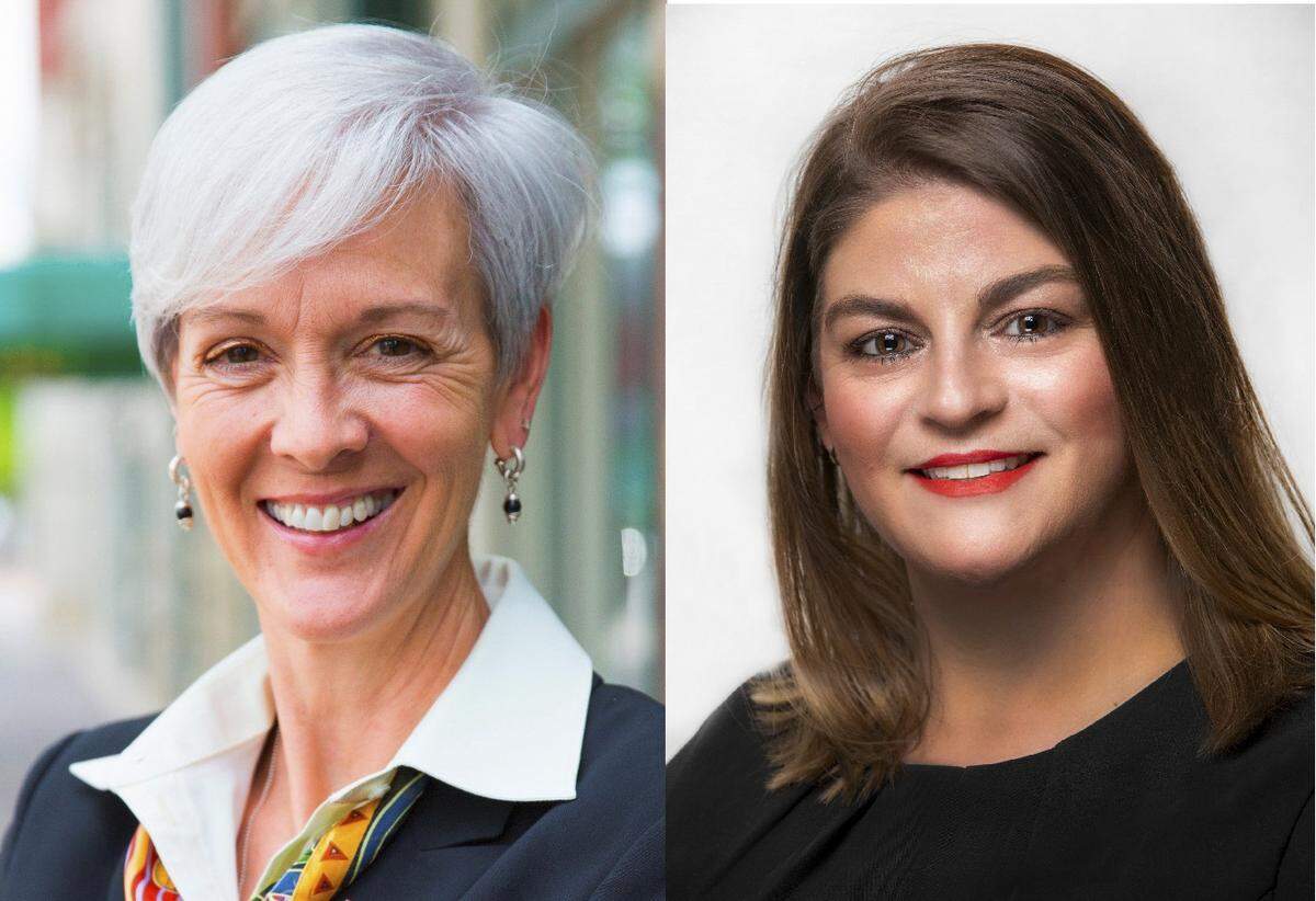 Incumbent City Council member Cindy Claycomb, left, and political newcomer Maggie Ballard took an early lead Tuesday night in the District 6 city council race.