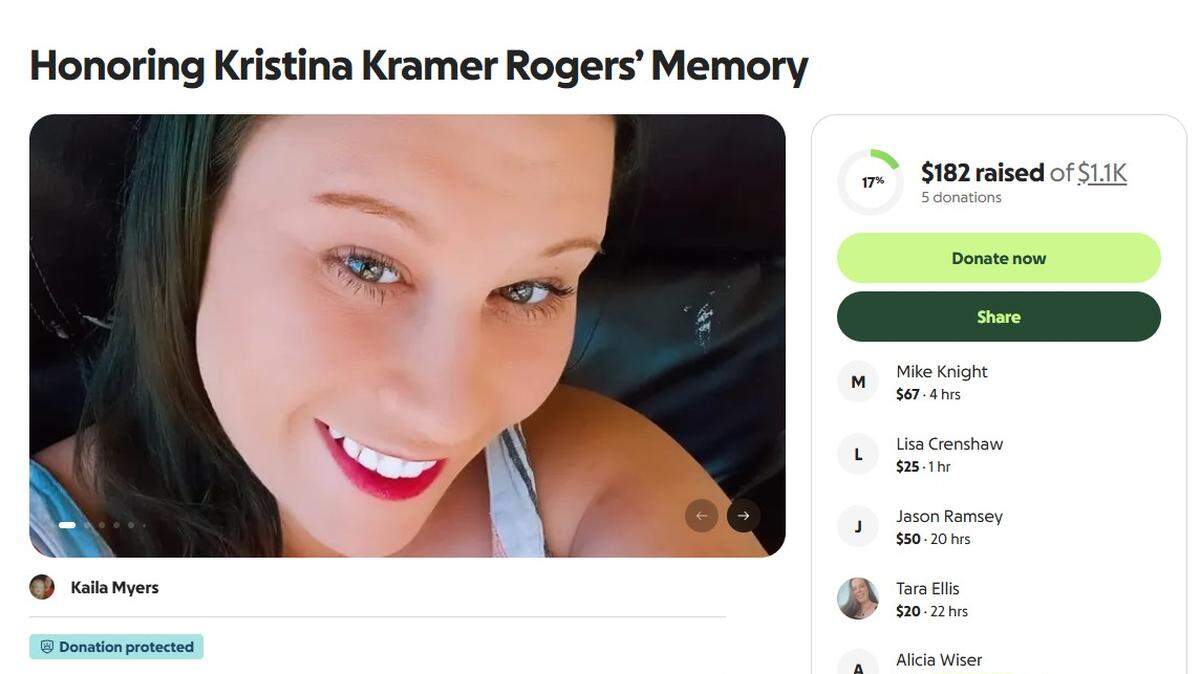 A GoFundMe is collecting donations for Kristina Kramer’s burial or cremation costs.