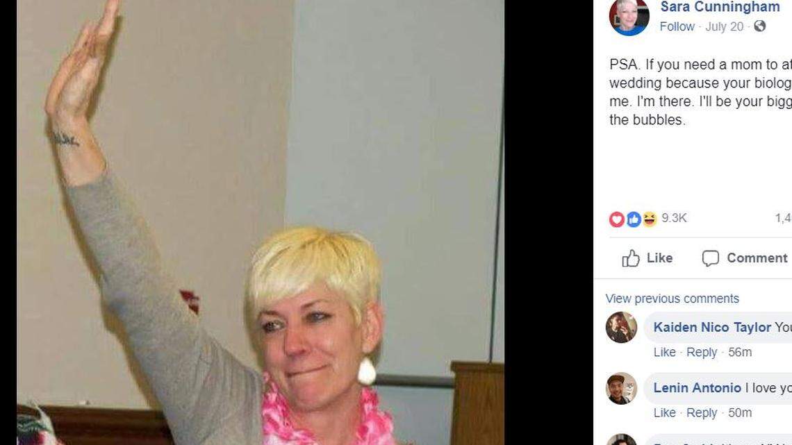 Sara Cunningham said on Facebook that if you need a mom to be at your same-sex wedding, she will be your biggest fan.