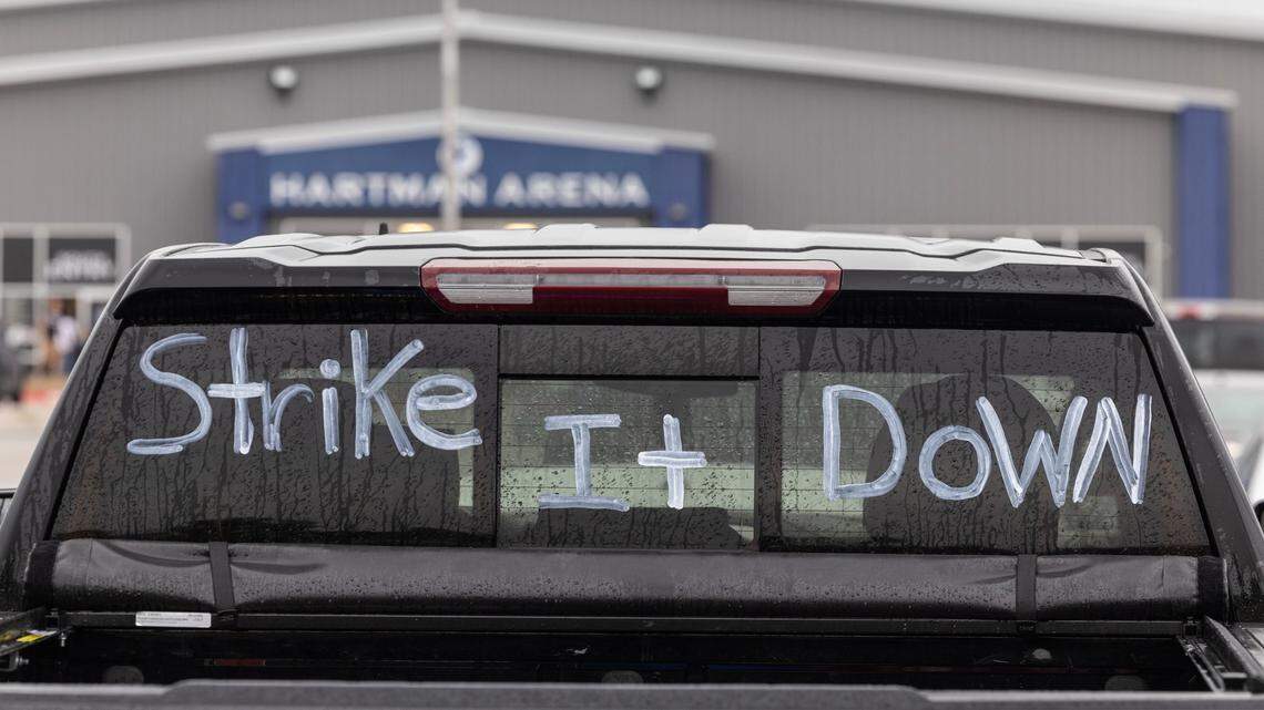 Machinist union members from Spirit AeroSystems gathered at Hartman Arena on Wednesday to vote on a proposed labor contract and on whether to strike.