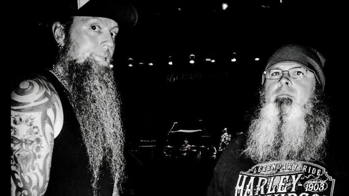 Kevin Kinkelaar, left, is the guitarist for metal band KingShifter. Derek Ludewick, right, is the bass player. The two are partnering up to open JJ Beard’s Pub & Pizza at 13th and West.