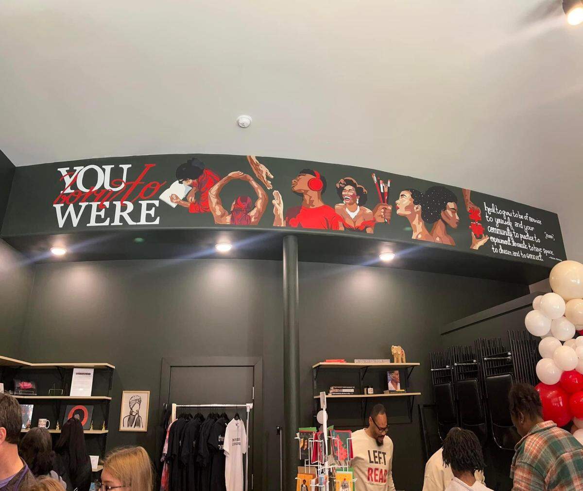 Latasha Eley Kelly said she commissioned a Black female artist, Kynnedy Chatman, to paint a mural at her new Left on Read bookstore downtown.