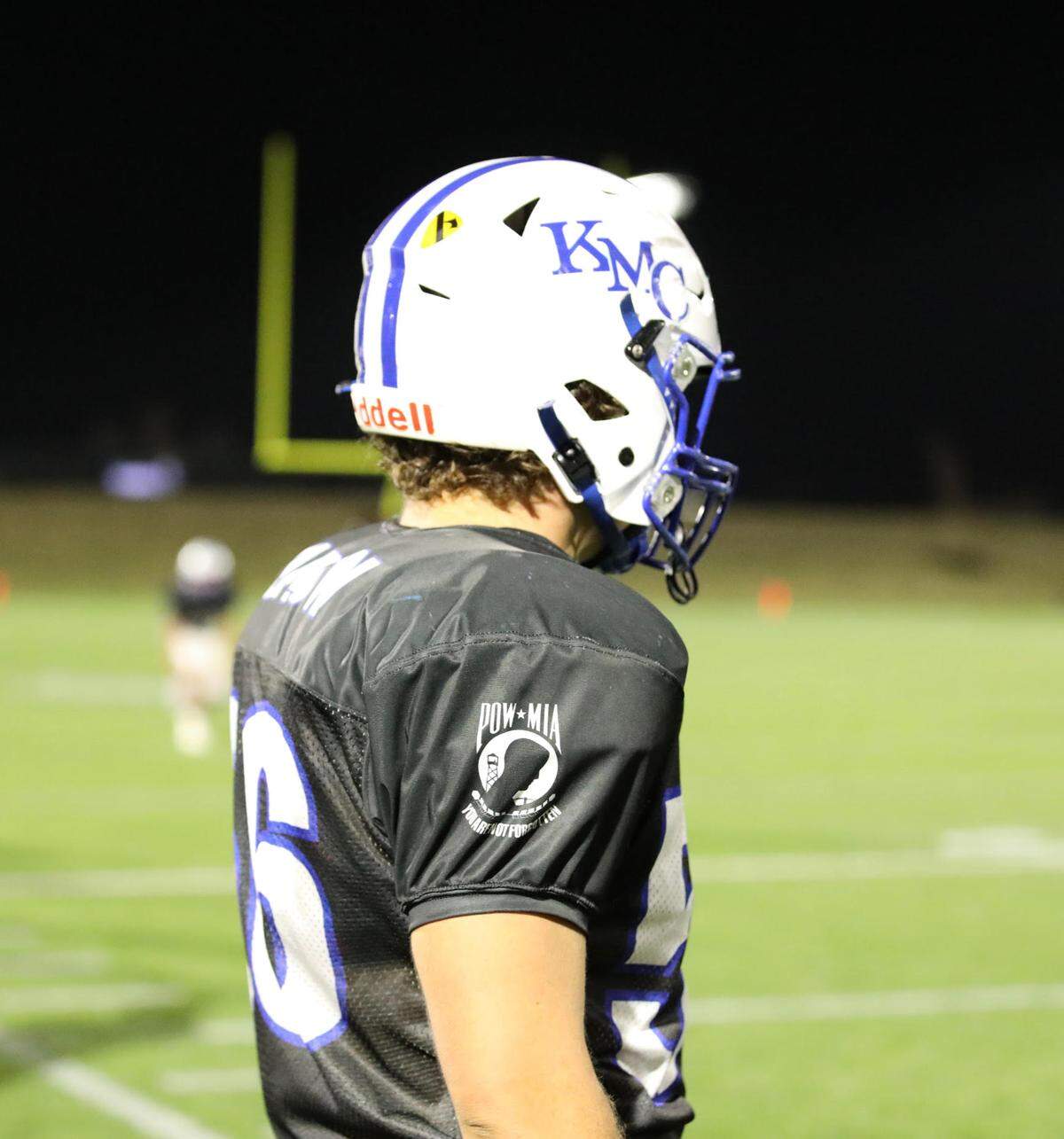 The Kapaun Mt. Carmel football team wore special black uniforms in their 42-7 win over Great Bend on Friday night, complete with the POW-MIA patch on the sleeves in honor of Father Kapaun.