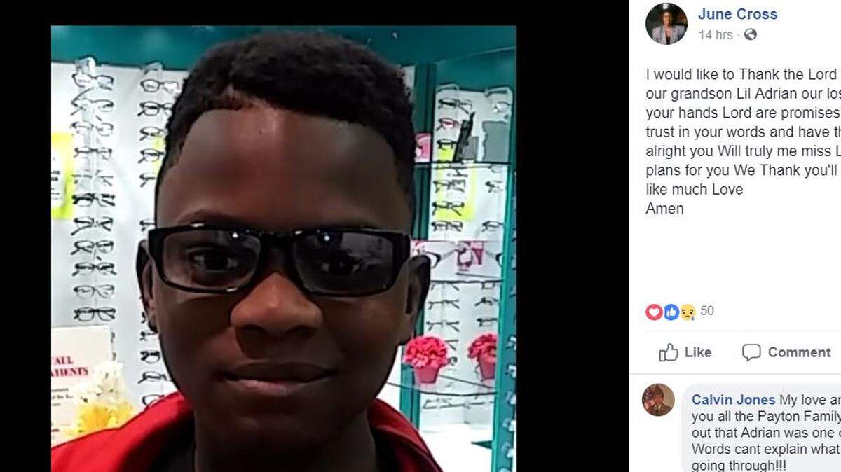 Adrian Cross, 12, died after he tried to save his brothers from a burning home, his grandmother said.