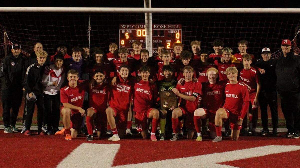 The Rose Hill boys soccer team will play for the Class 4-1A state championship in Wichita on Saturday following a 2-0 win over Bishop Miege.