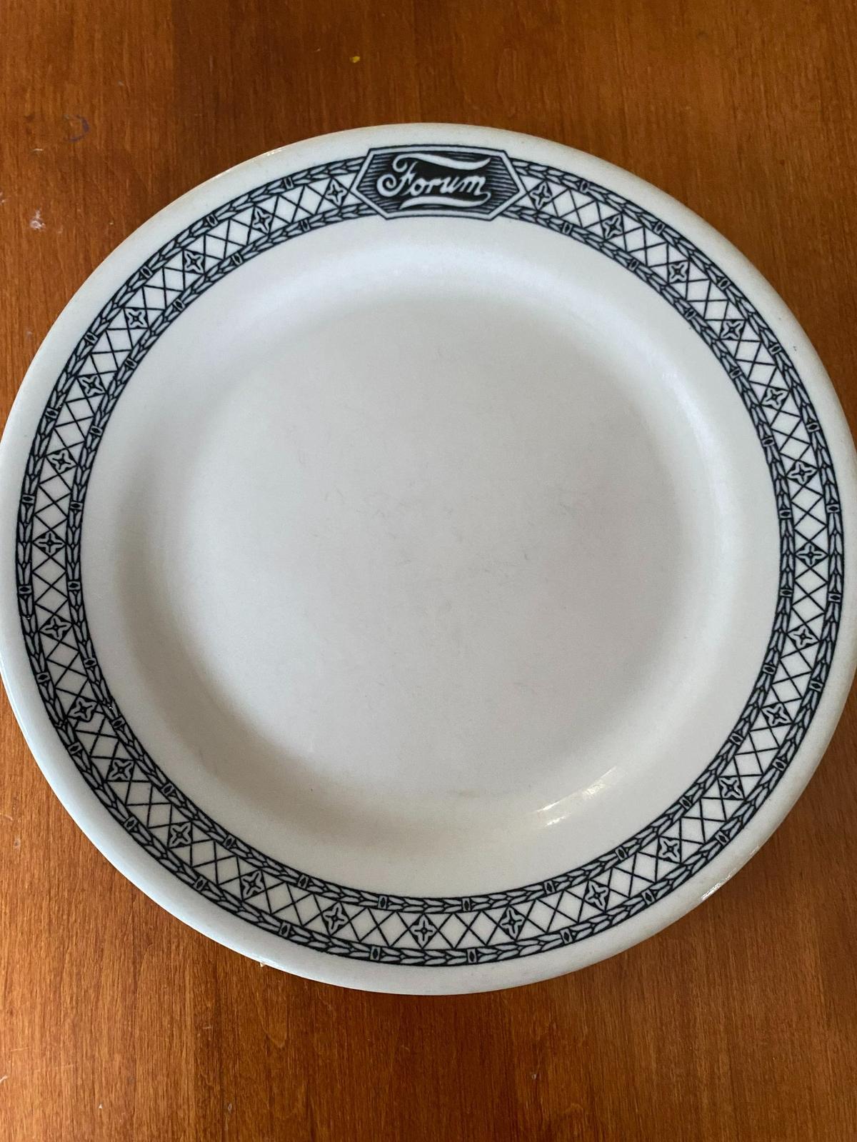 A plate from Forum Cafeteria, which Denise Neil picked up in a Kansas City antique store. Forum started in Kansas City, but a Wichita restaurant operated at 115 S. Market from 1954 until 1973.