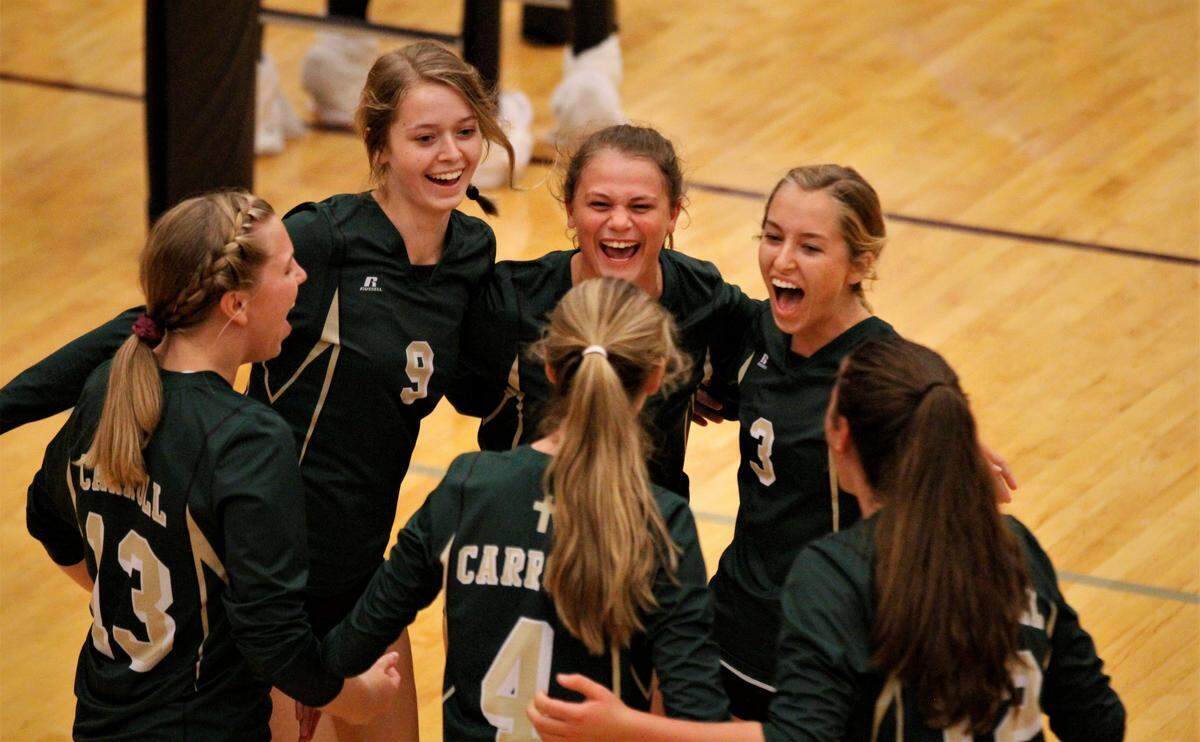 Bishop Carroll celebrates a point.