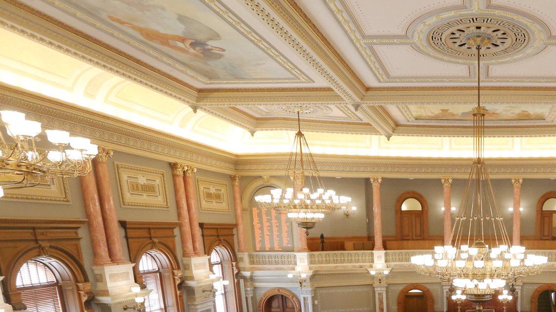Kansas Statehouse house of representatives was partially restored in 1998 with completion in 2008 (January 22, 2014)
