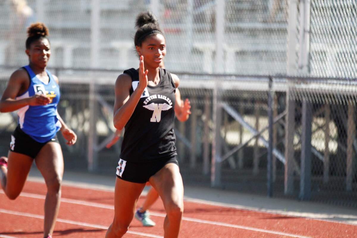 Kalli Anderson, a Newton junior sprinter.