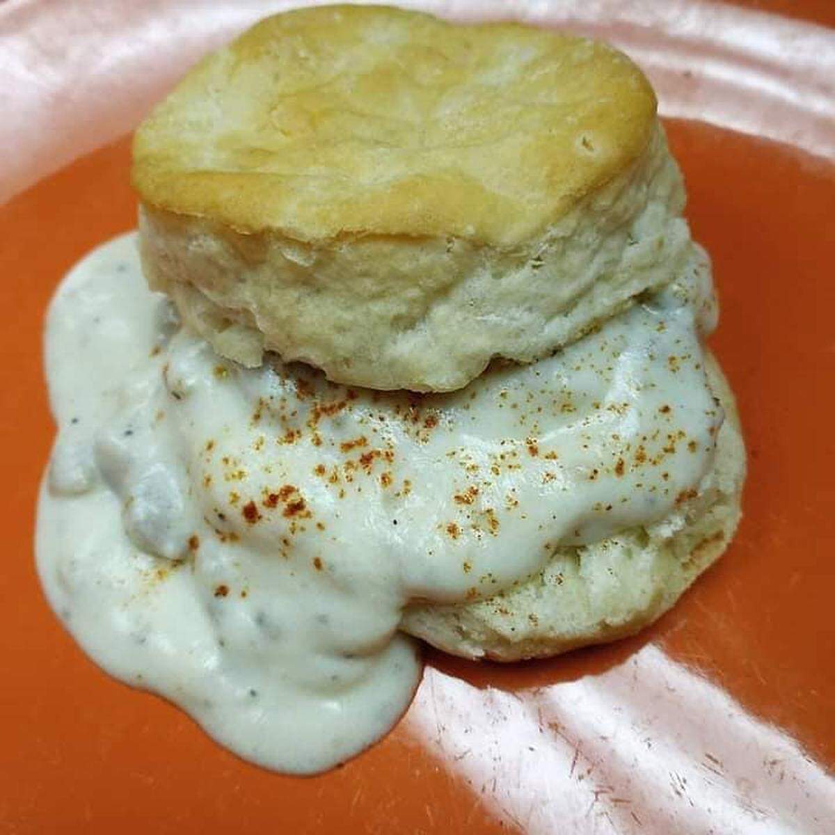 Shannon Johnson serves biscuits and gravy, made using her grandmother’s recipe, on her Saturday and Sunday breakfast buffet at Fusion Restaurant & Catering.