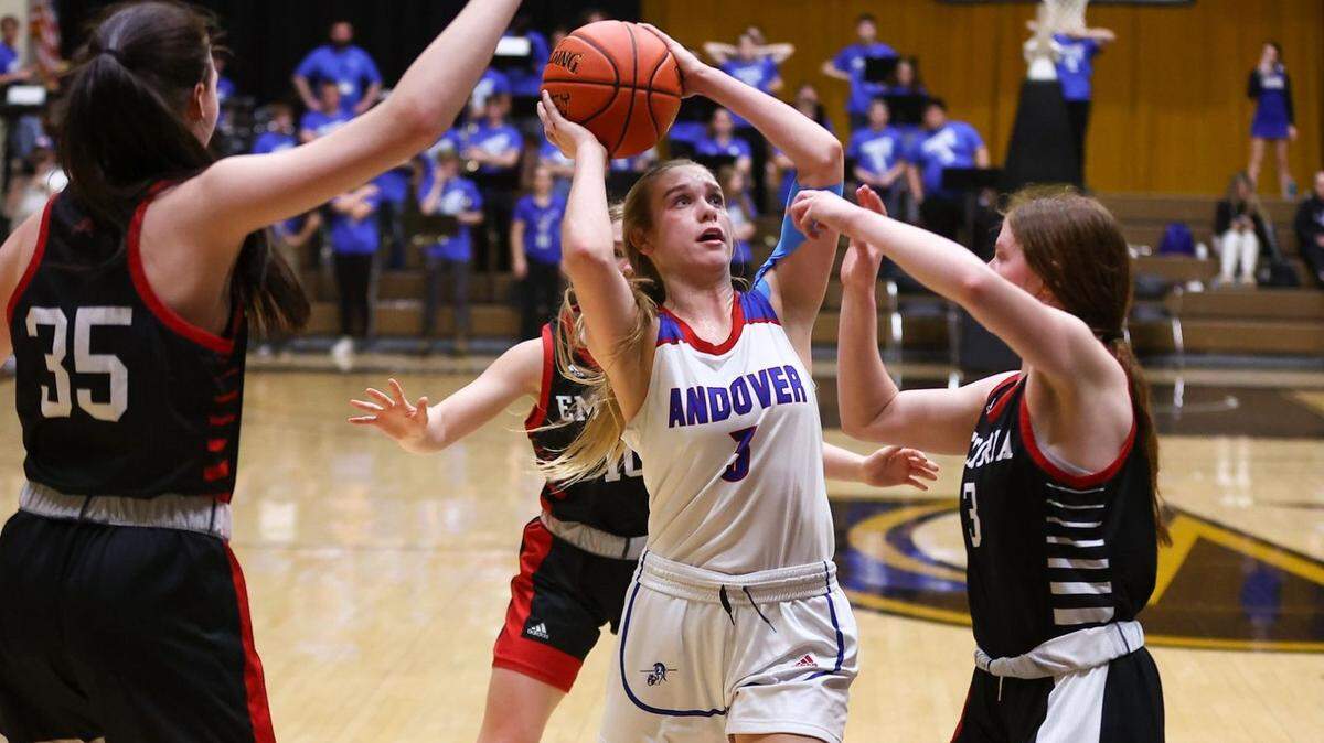 Andover junior Brooke Walker scored 26 points to help the Trojans win their first game at the state tournament since 1996. Andover will face Bishop Carroll in Friday’s semifinals in Emporia.