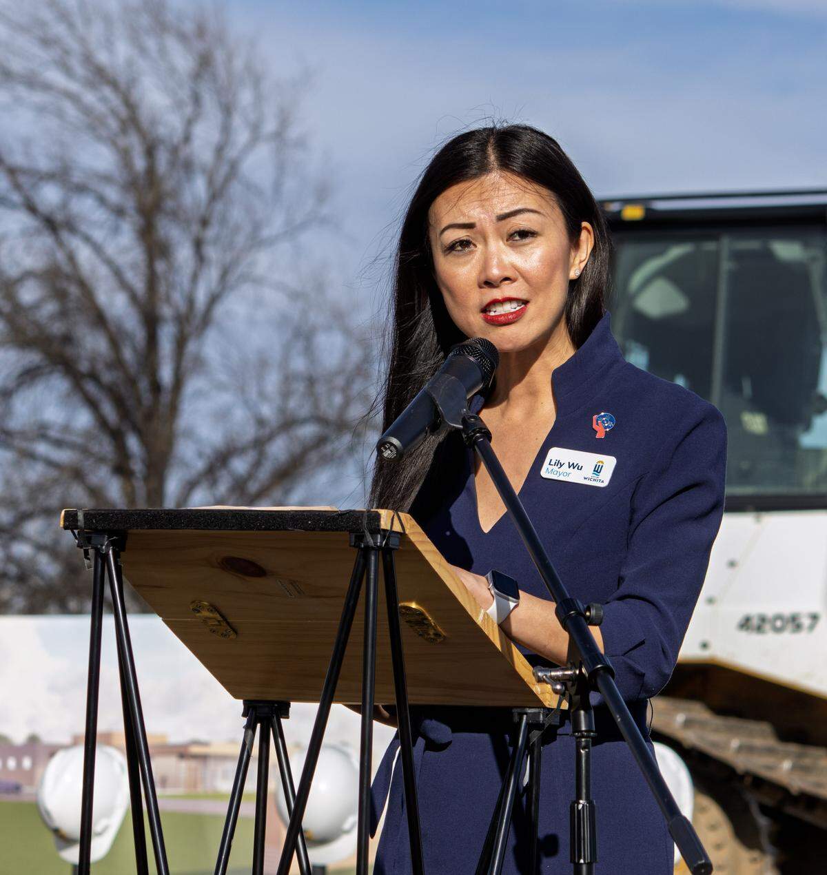 Wichita Mayor Lily Wu attends the Feb. 18 groundbreaking for the new Wichita Police Department Patrol West Bureau. Wu said the project was a testament to collaboration and a dedication to public safety.