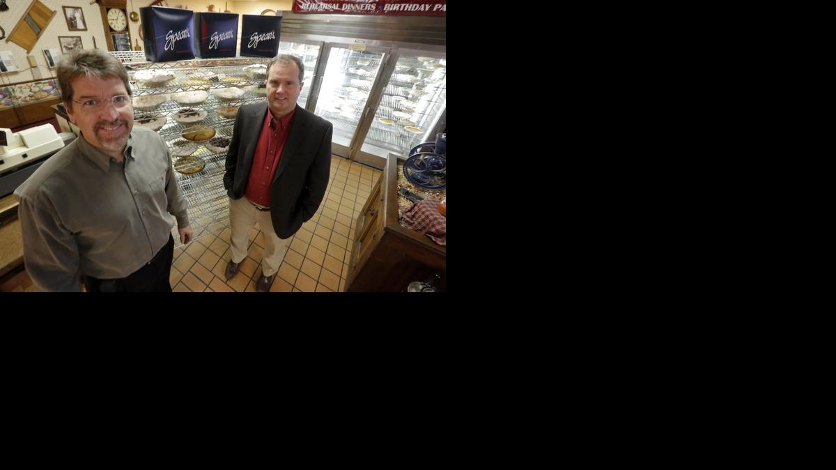Randy Spear, right, is selling Spear’s Restaurant and Pie Shop to longtime general manager and “pie guy” Dan Crandall. He’s the first person outside the Spear family to own the restaurant. (Jan. 30, 2014)

