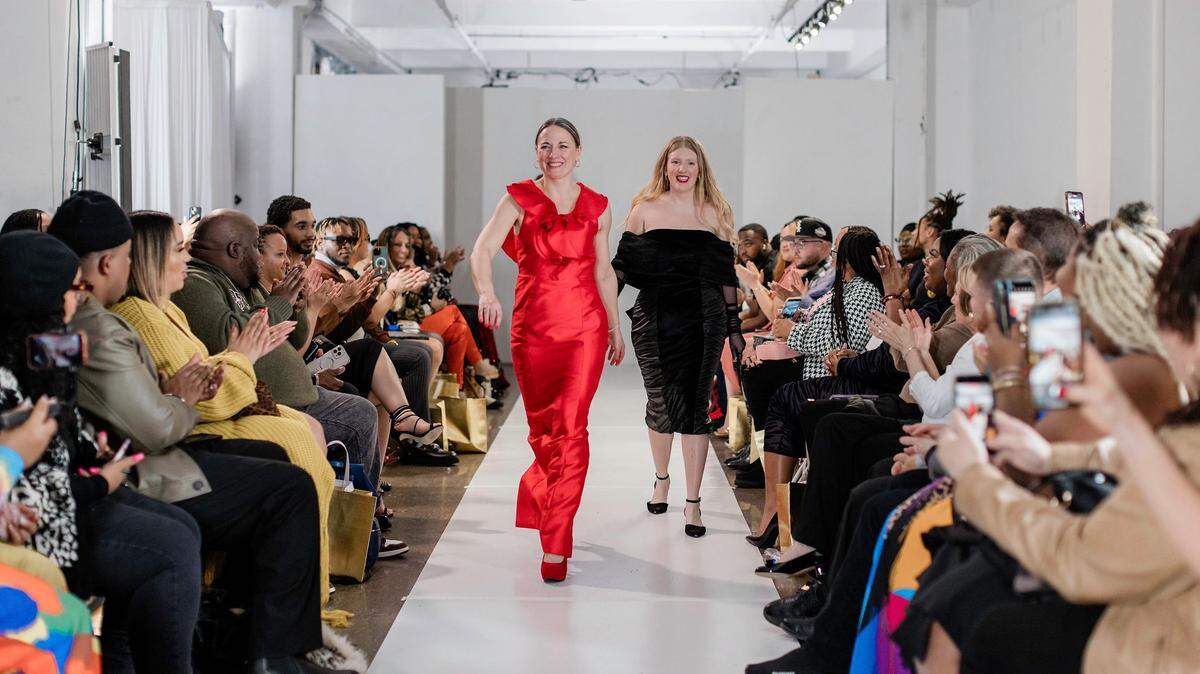 Alicia Ybarra, left, of Vanya Designs Bridal and Vanya designer Libbi Jessen, right, worked closely on each of the 10 gowns they presented at New York Fashion Week. “They were definitely the best we ever created,” Ybarra said. “It’s seriously next level.”