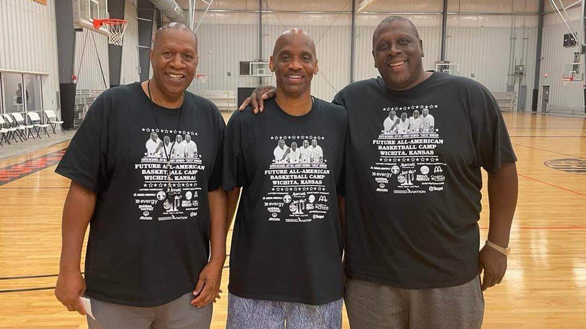 Former Wichita State all-time greats Cheese Johnson (left), Aubrey Sherrod (middle) and Xavier McDaniel (right) come together every summer back in Wichita to host a youth basketball camp.
