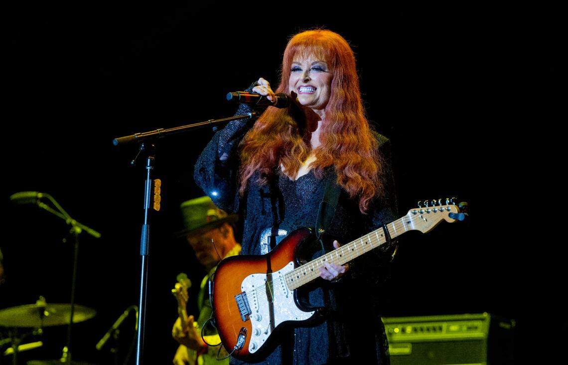 Wynonna Judd smiles at fans while performing at GoldenSky Festival at Discovery Park on Saturday, Oct. 14, 2023.