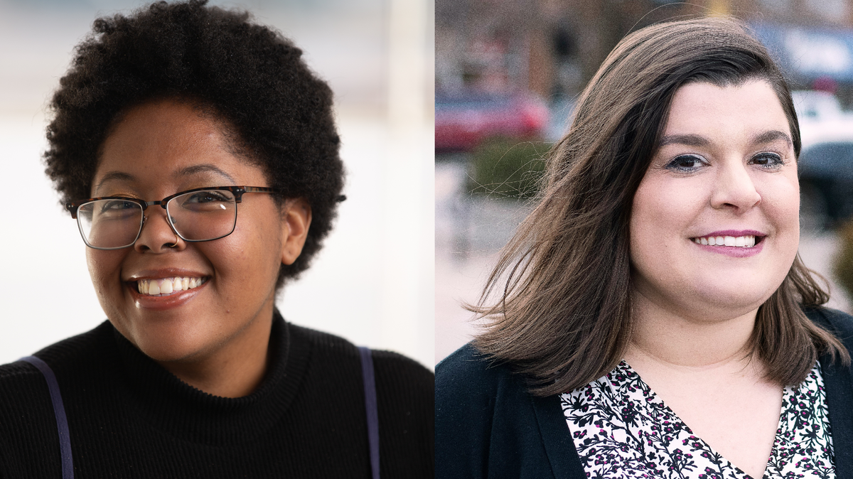 Tajahnaé Stocker, left, is a Thriving Campaign Advocate and Haley Kottler, right, is the Thriving Campaign Director at Kansas Appleseed Center for Law and Justice.