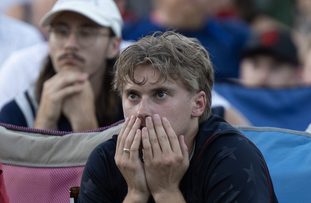 Soccer fans gathered in Wichita’s Naftzger Park on Monday night to watch the US team take on Belgium in their World Cup match in Seattle. The United States lost 4-1, eliminating them from the tournament.
