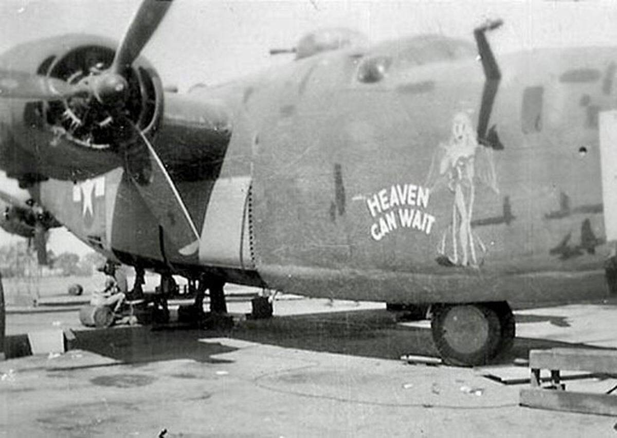 Pictured is the B-24D Liberator bomber that Tennyson and his crew were piloting when it was shot down on March 11, 1944.