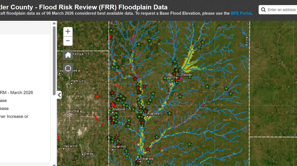 A screenshot of the proposed new Butler County floodplain map. Residents can enter their address on this online tool and see if their home would be impacted.