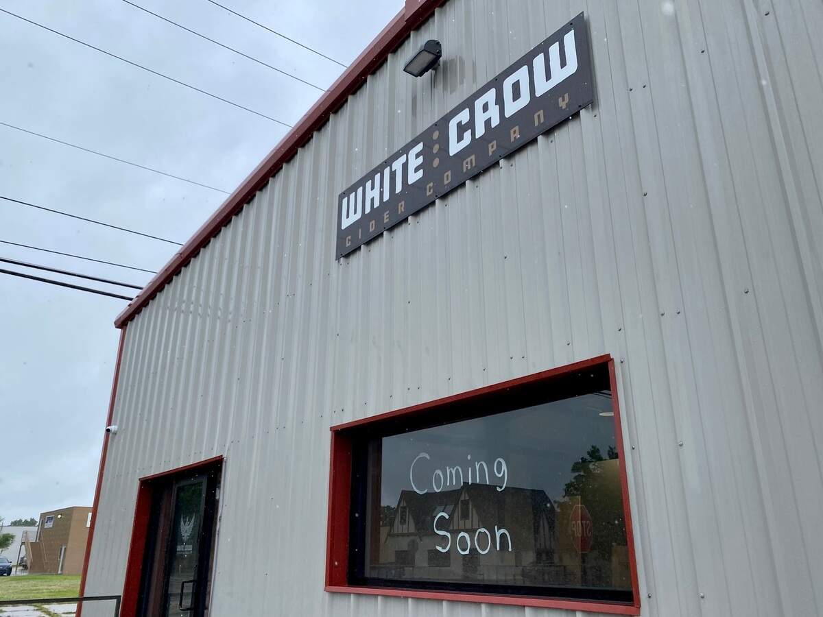 The new White Crow Cider Company tap room will have seating for 85, a 25-foot bar, a retractable garage door and 15 taps.