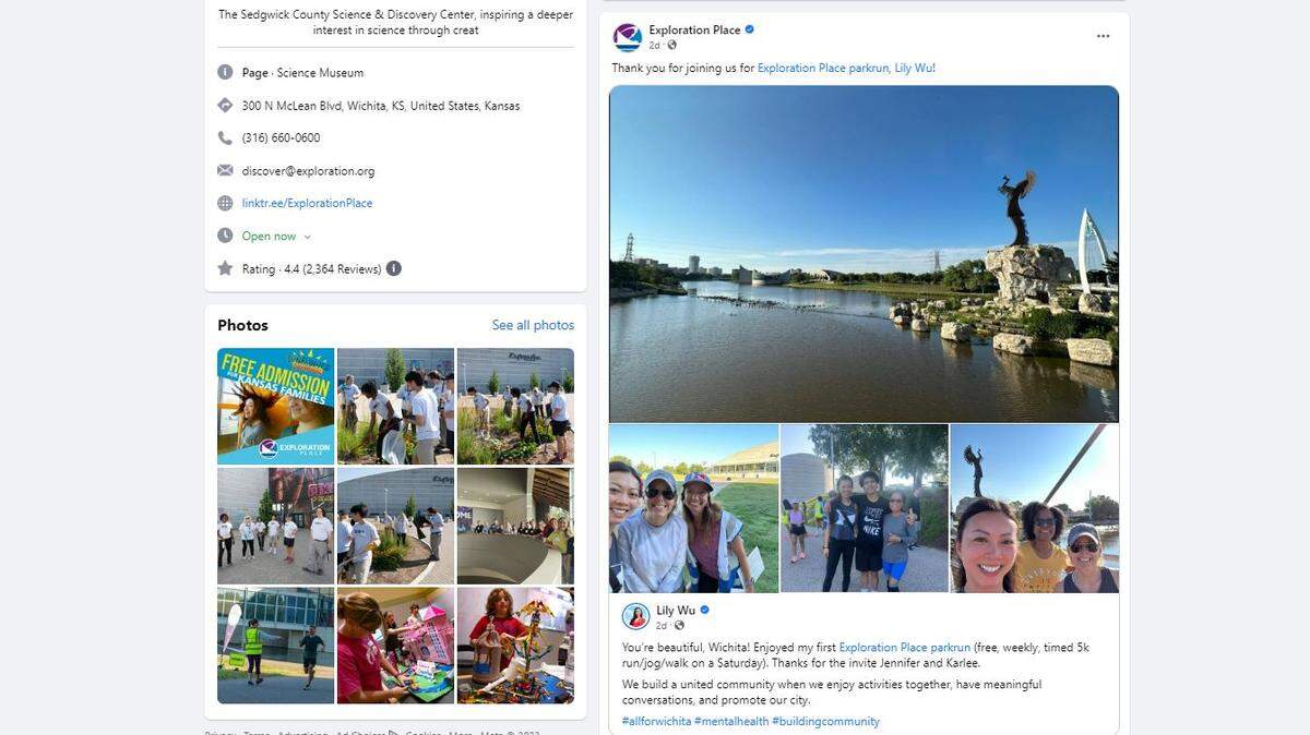 Exploration Place is the second publicly funded Wichita museum to errantly post a Lily Wu for mayor campaign ad on Facebook.