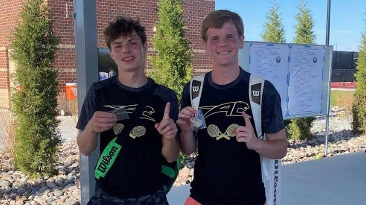 The Andover Central doubles team of Blake Wilson (left) and Seth Newton (right) played their best tennis of the season to win a Class 5A regional championship.