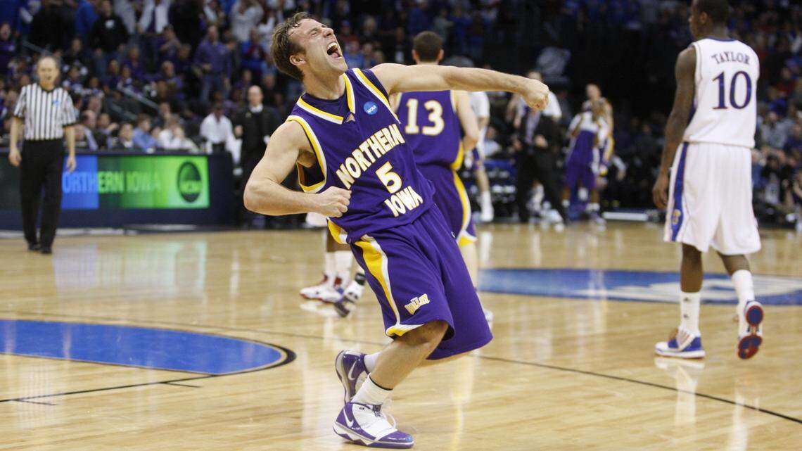 Northern Iowa's Ali Farokhmanesh pumps his fist after his three-pointer extended the Panthers' lead against the Kansas Jayhawks on Saturday. Northern Iowa went on to win 69-67, eliminating the top-seeded Jayhawks. (March 20, 2010). Get more Kansas and Kansas State basketball stories, videos and photo galleries on our special NCAA Tournament section. Can K-State advance to the Final Four? Follow all the basketball action here.