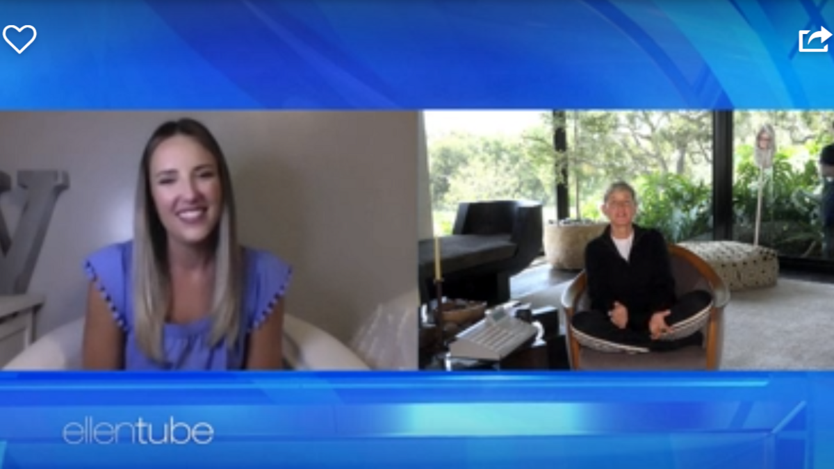 Wichita middle school teacher Victoria Bay appears on “The Ellen DeGeneres Show.”