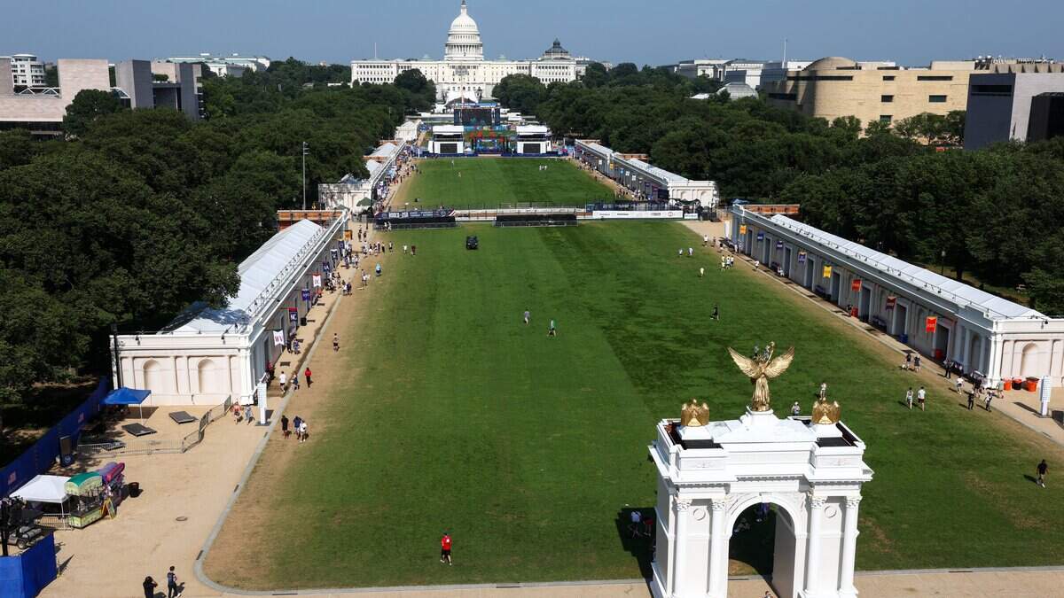 WASHINGTON, DC - JULY 02: The U.S. Capitol is seen from the Freedom 250 Ferris wheel during The Great American State Fair on the National Mall on July 02, 2026 in Washington, DC. The Freedom 250-backed Great American State Fair celebrating the 250th anniversary of the United States runs through July 10th. (Photo by Finn Gomez/Getty Images)