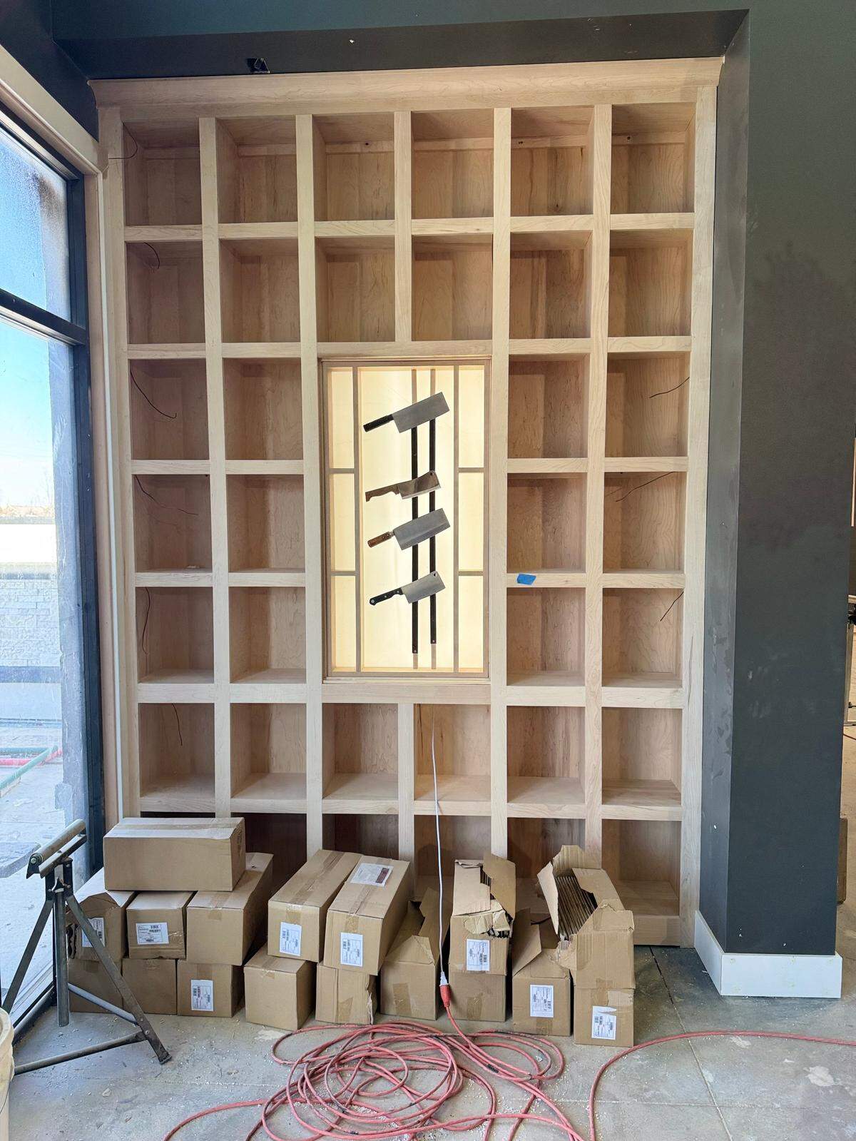 The entryway at KVH Chophouse will feature private wine lockers for use by the members of the prime steakhouse’s wine club.