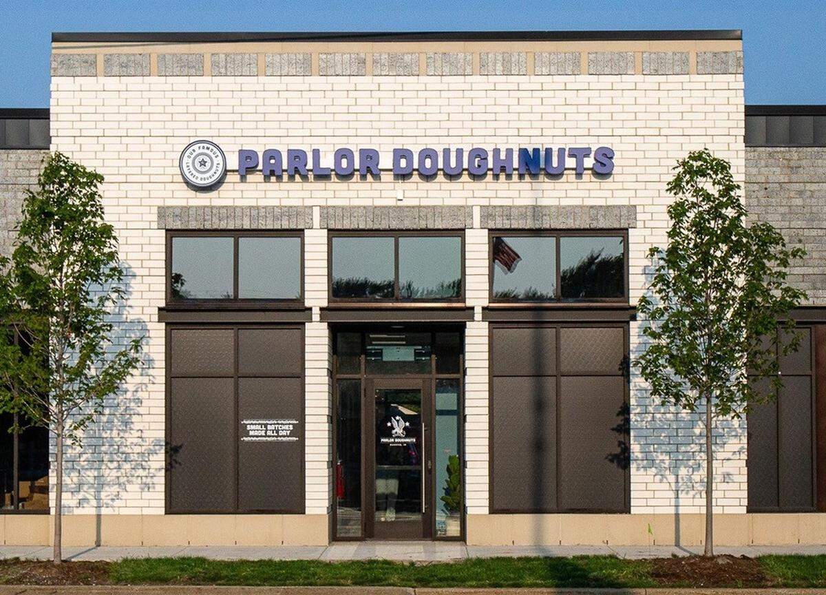 The exterior of the Parlor Doughnuts shop in Muncie, Indiana