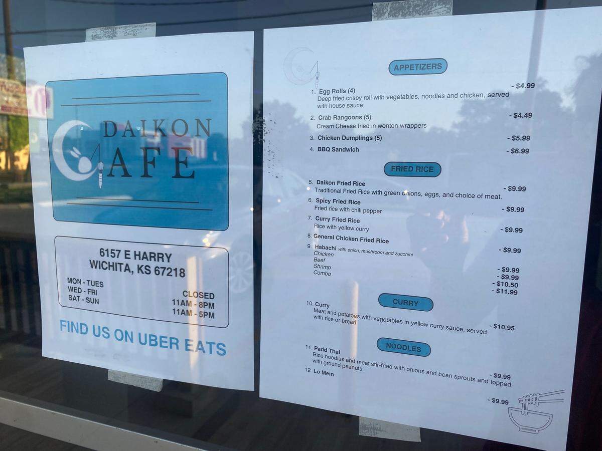 The menu for the new Daikon Cafe is posted on the front door.